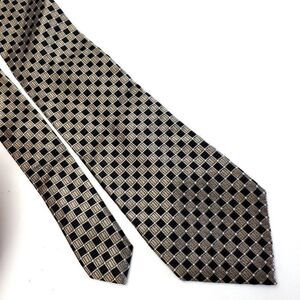 Chaps Woven Black Tan Geometric‎ Silk Tie Short